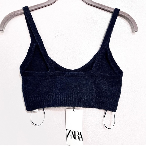 NWT Zara Fuzzy Navy Blue Soft Texture Cropped Top π - Picture 8 of 9